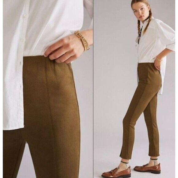 Anthropologie Avec Les Filles Slit-Front Sueded Moss Leggings Pants NWT Size S - Picture 9 of 9